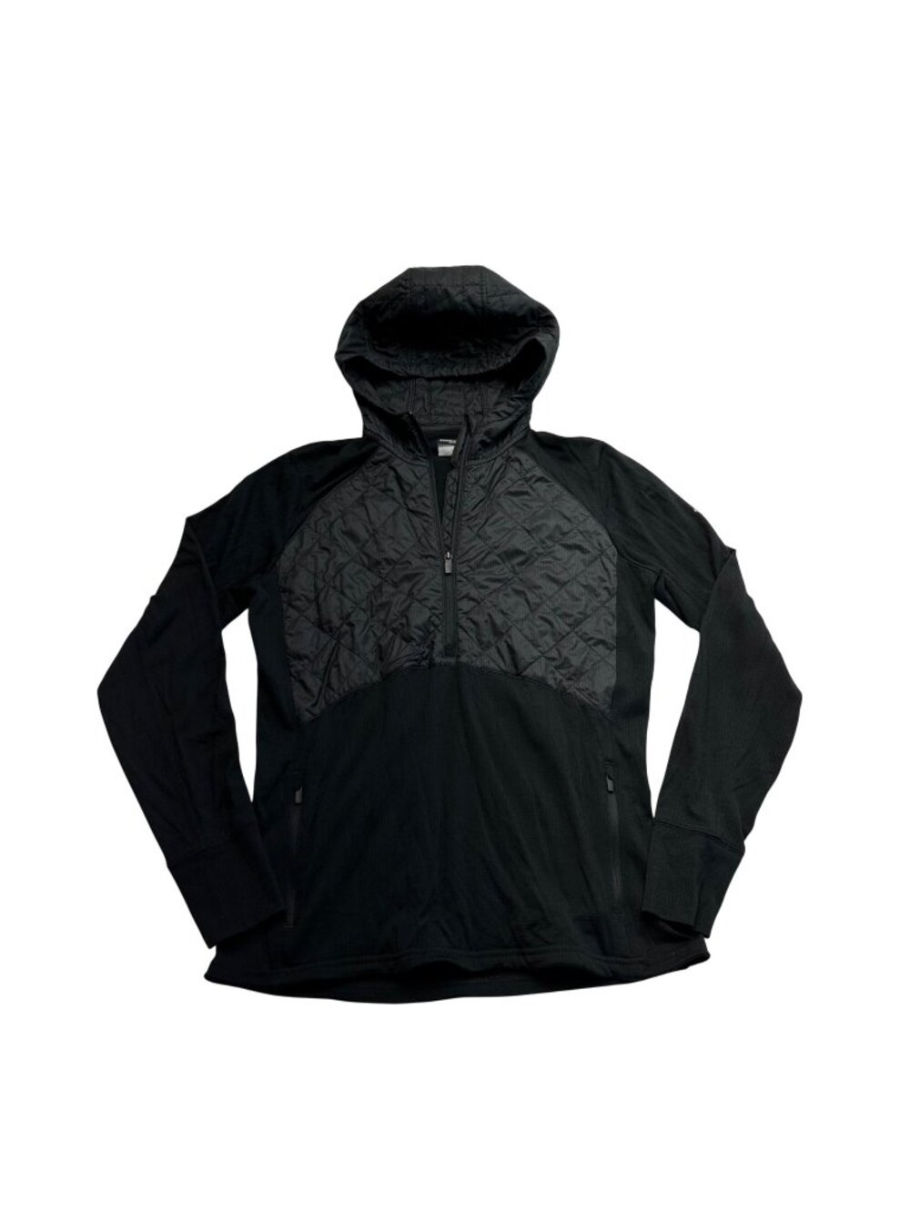 Icebreaker Hoodie Womens Size L Black Merino GT Ellipse Half Zip Pullover Hiking